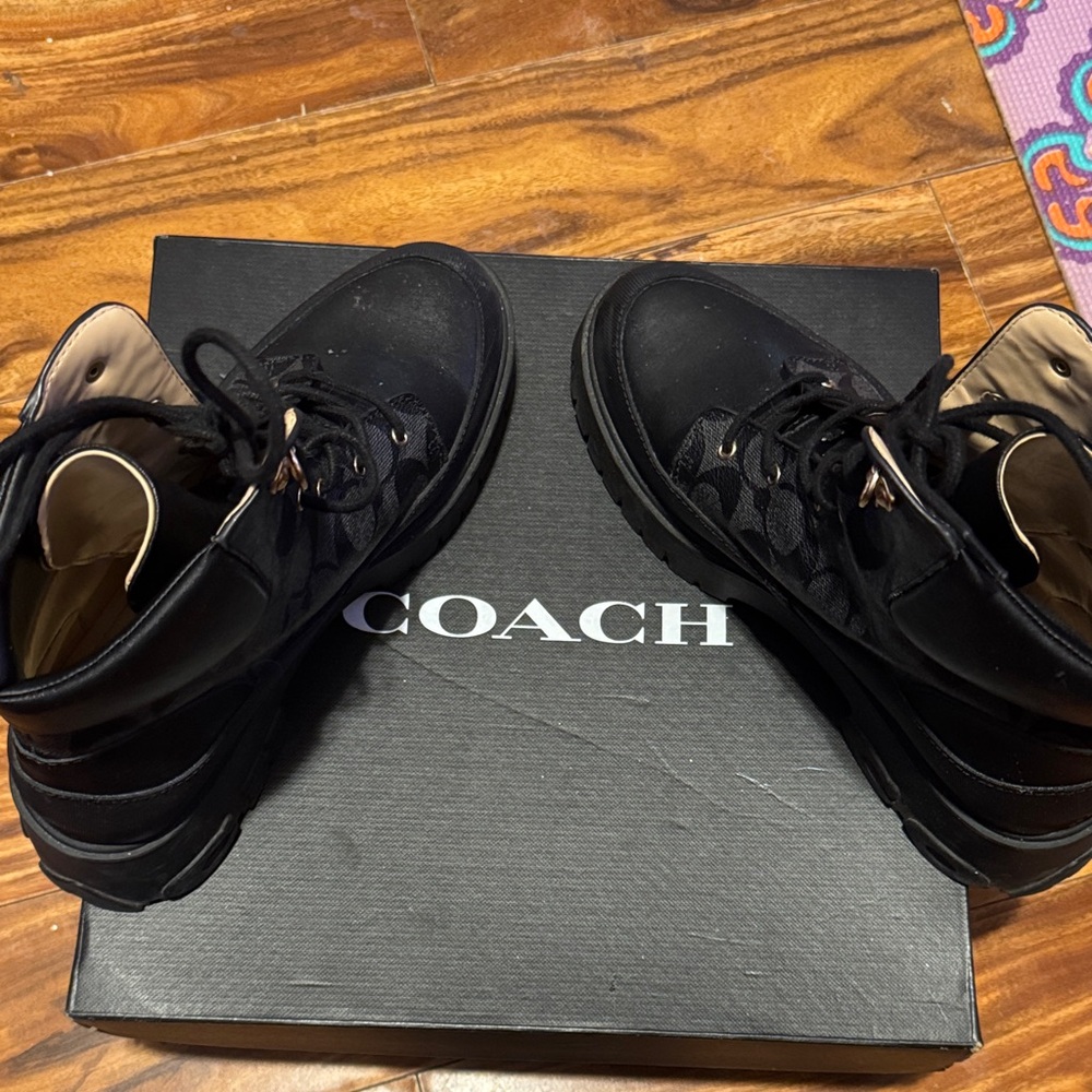 Coach Royce Sig Black Monogram Combat Boots - Picture 12 of 16